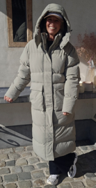TAMMIE maxi winter puffer coat soft taupe
