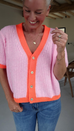 BESS short-sleeved cardigan candy pink