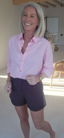 ALIA cotton shirt pink golden buttons