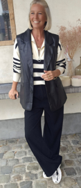 GIULI striped zipper knit black and ecru