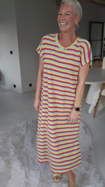 DAKOTA striped maxi sponge dress fuschia