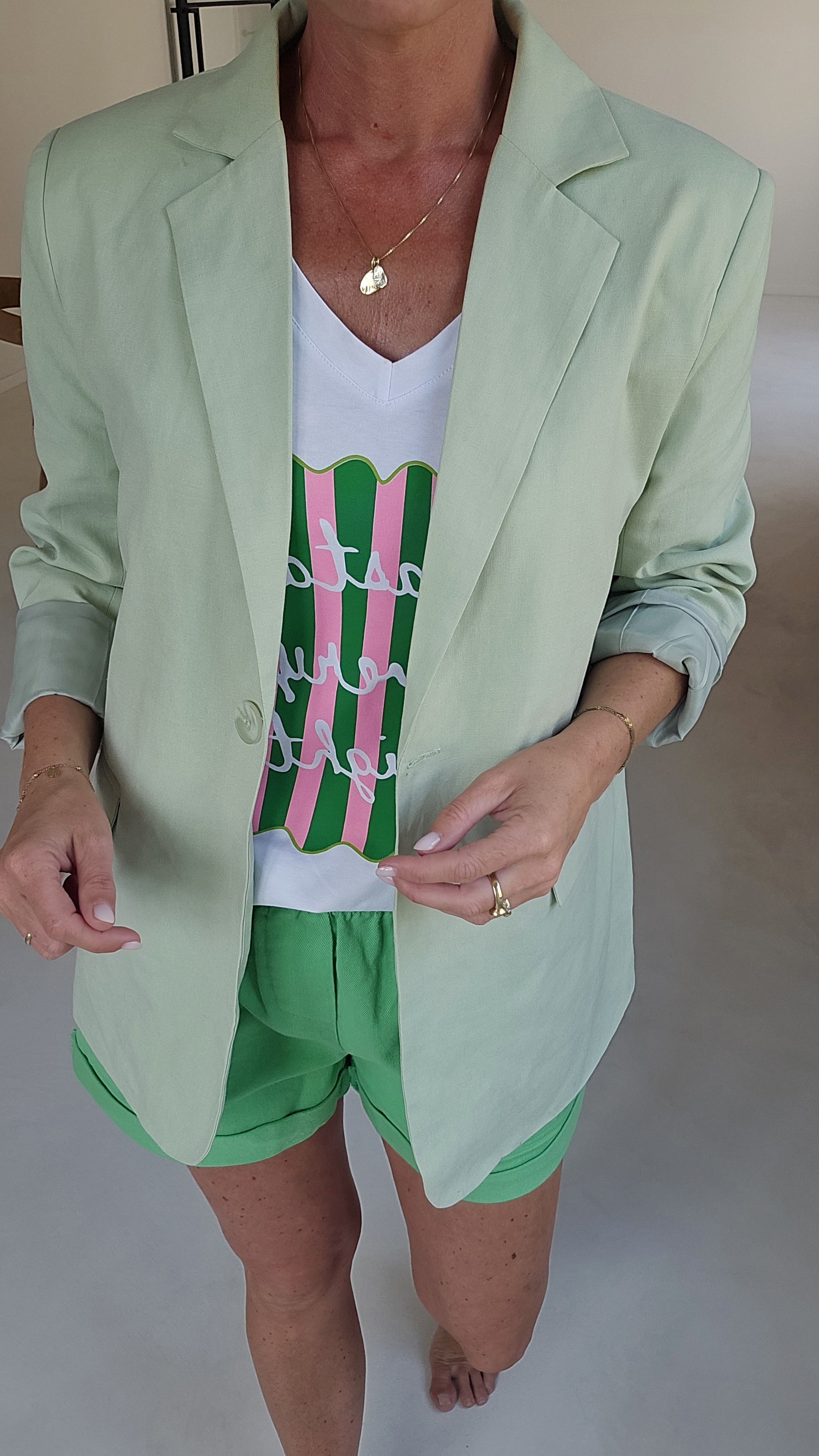 MILA linen cotton blazer soft mint