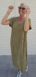 DIDI maxi terry T-shirt dress khaki v-neck