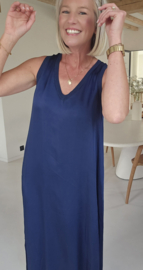 ADRIAN maxi satin dress navy