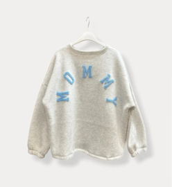 MOMMY fleece sweatshirt grey blue