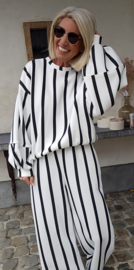 LUCIA striped cotton jogger pants white black