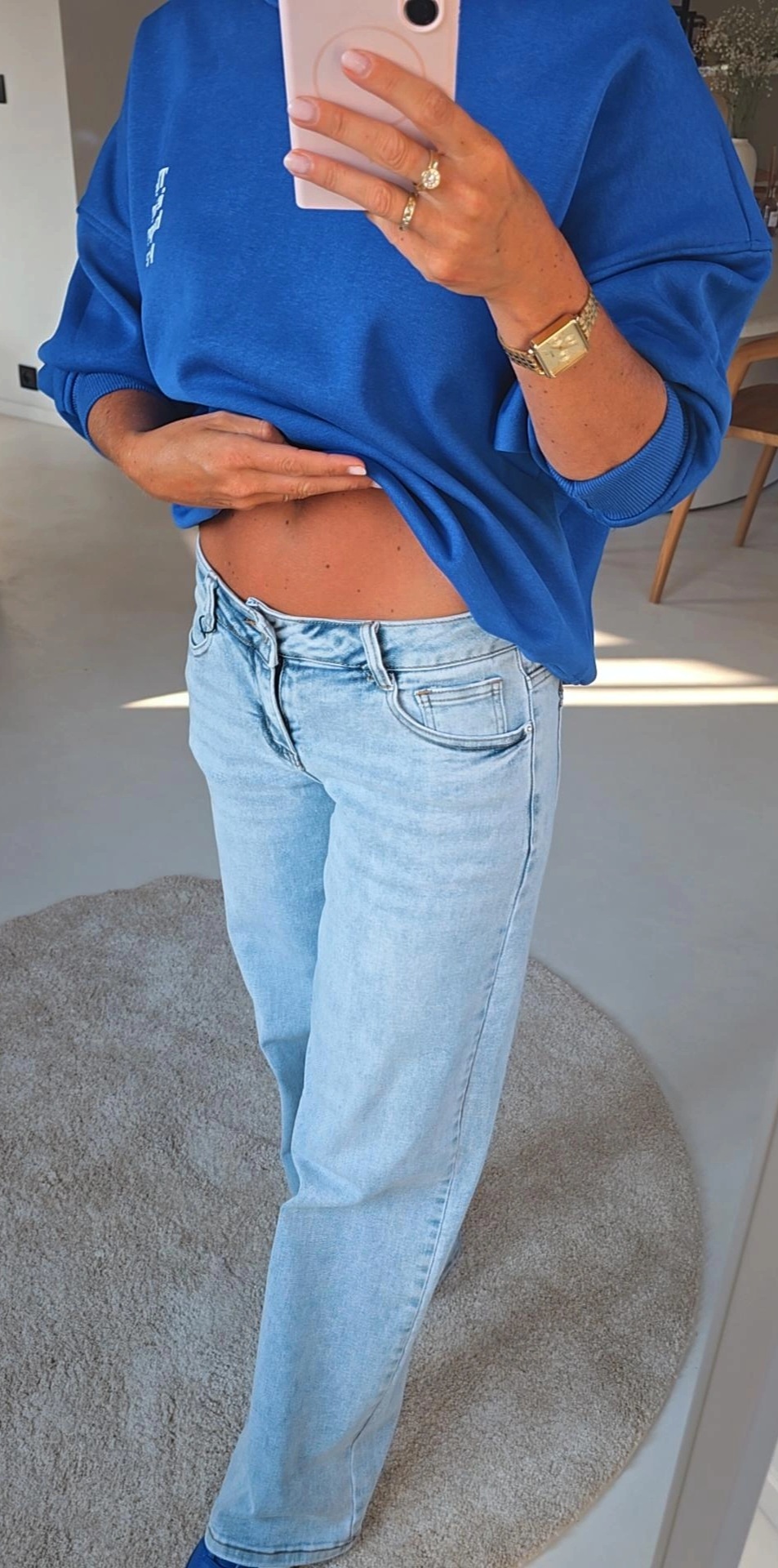 LAURAN dad jeans soft blue low rise