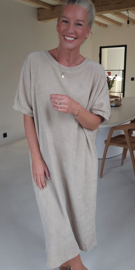 MANDIE soft velvet maxi dress beige