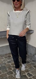 JULIA striped frill knit beige / black