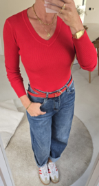 MILIA v-neck basic knit red