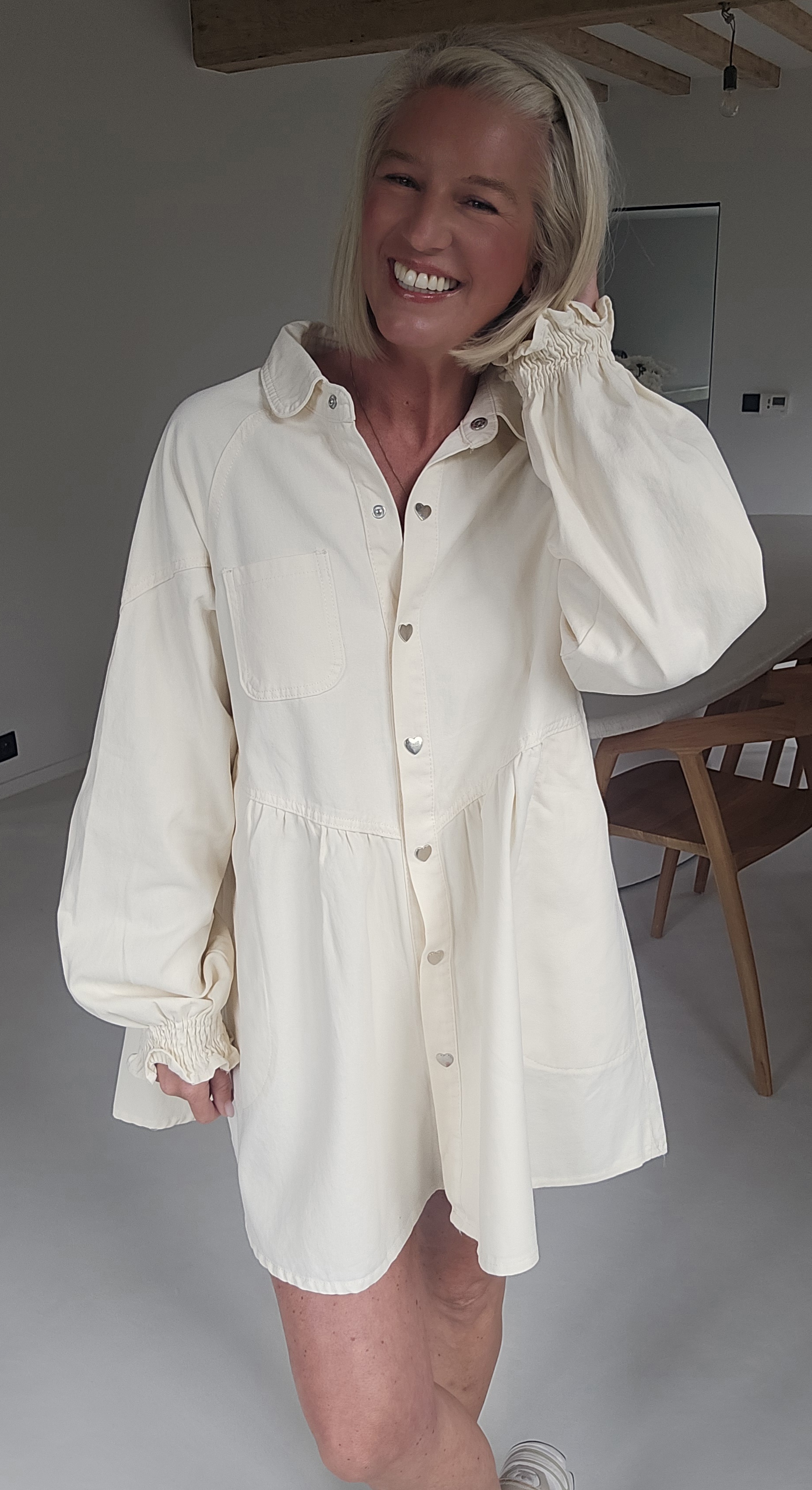 MOSIE jeans dress ecru