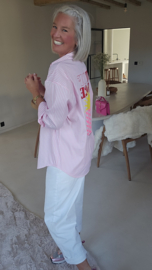 OUT OF THE OFFICE striped shirt pink