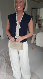 LACE WHISPER sleeveless cardigan navy