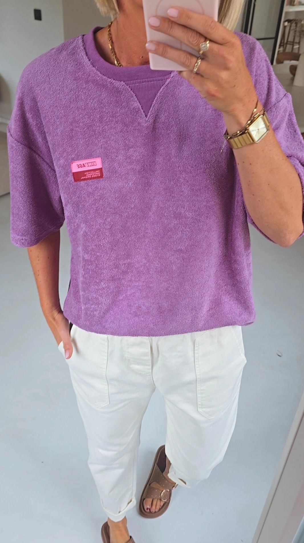 VINTAGE short-sleeved terry sweatshirt lavender