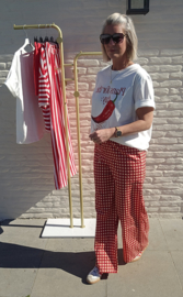 CICI checkered loose pants red