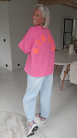 DOGMOM fleece sweatshirt fuschia orange