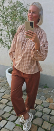 CARIE checkered blouse camel