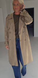 FALL VIBES suede trench coat khaki taupe