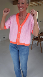 BESS short-sleeved cardigan candy pink