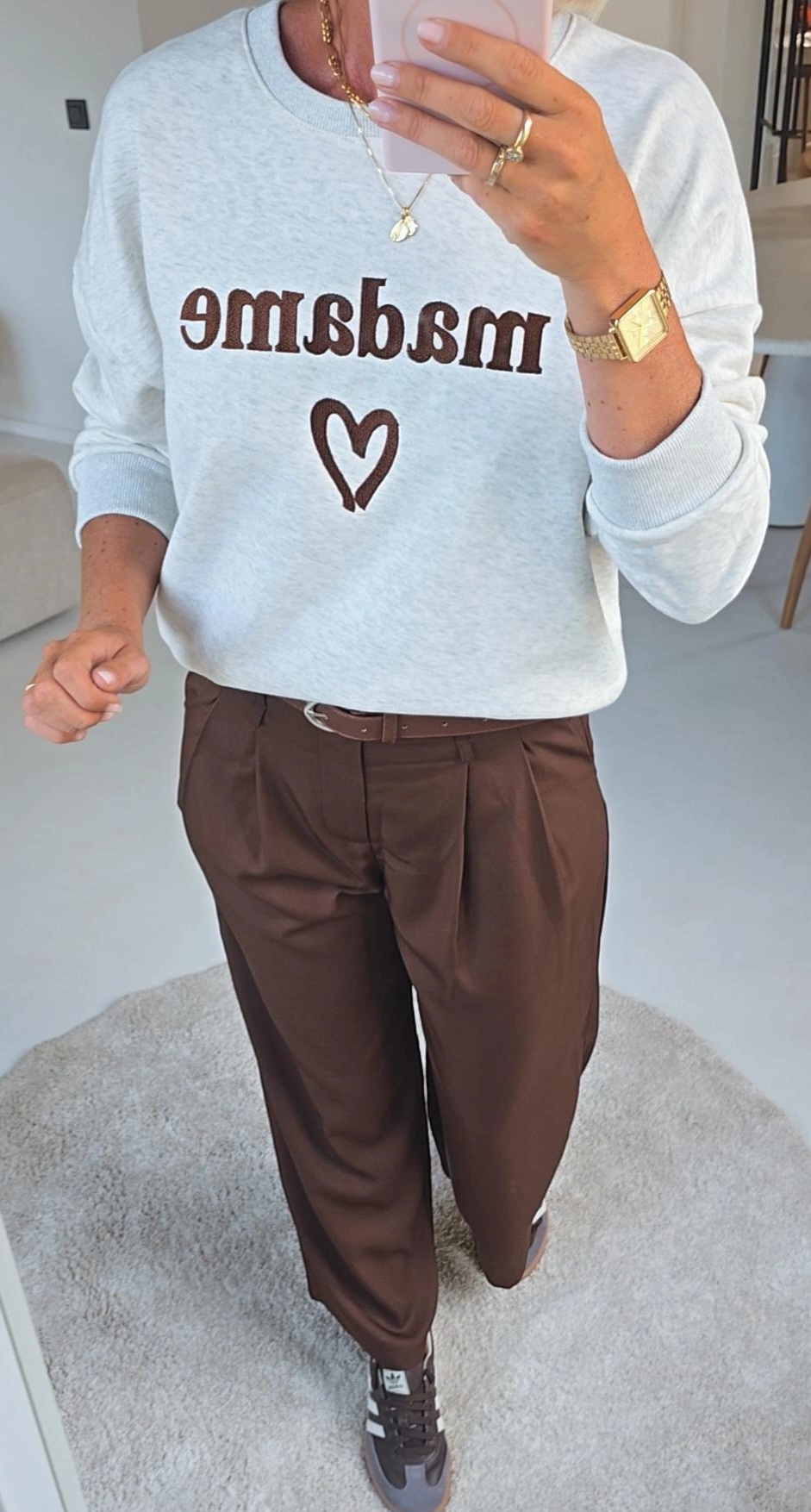 MADAME cotton sweatshirt mêlee beige
