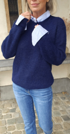 SILA striped shirt knit melêe navy