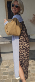 NINI oversized cotton maxi striped shirt dress blue