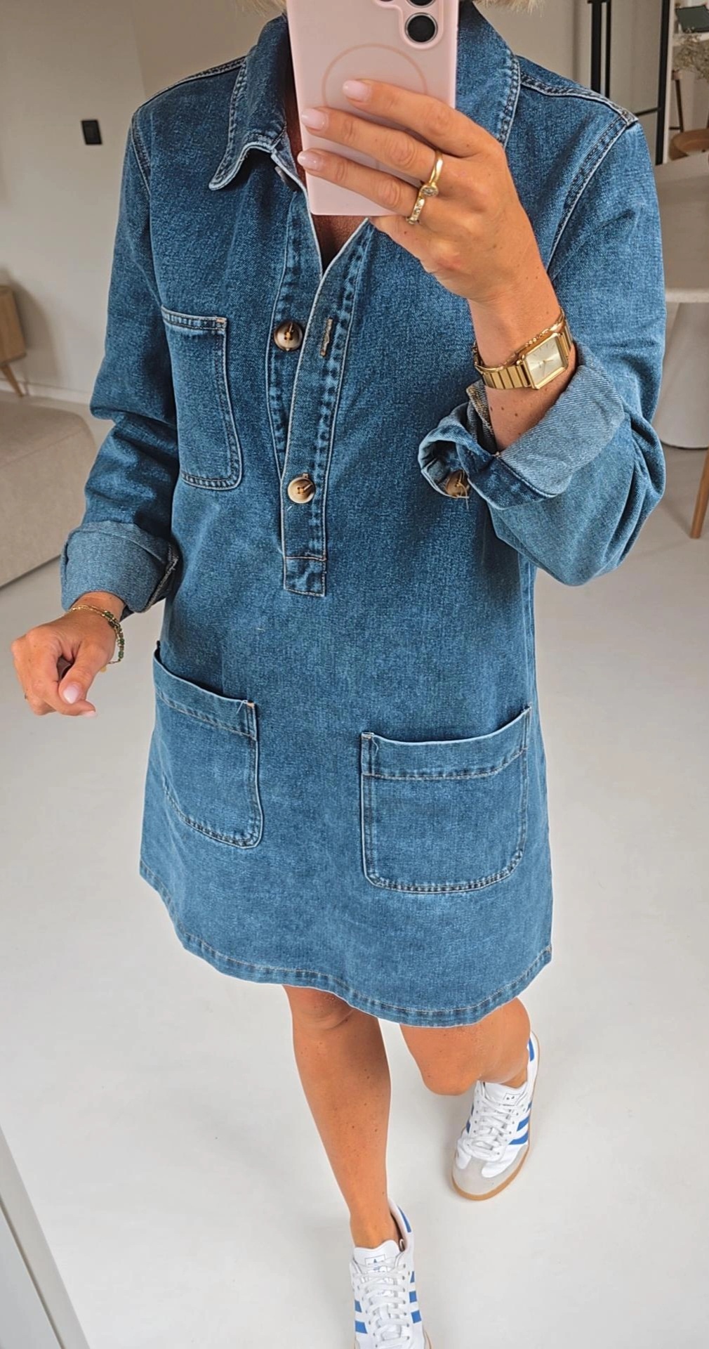 THE PERFECT jeans dress washed blue