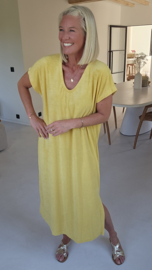 DIDI maxi terry T-shirt dress yellow v-neck