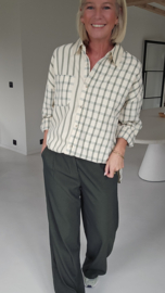 INEZA oversized checkered shirt khaki