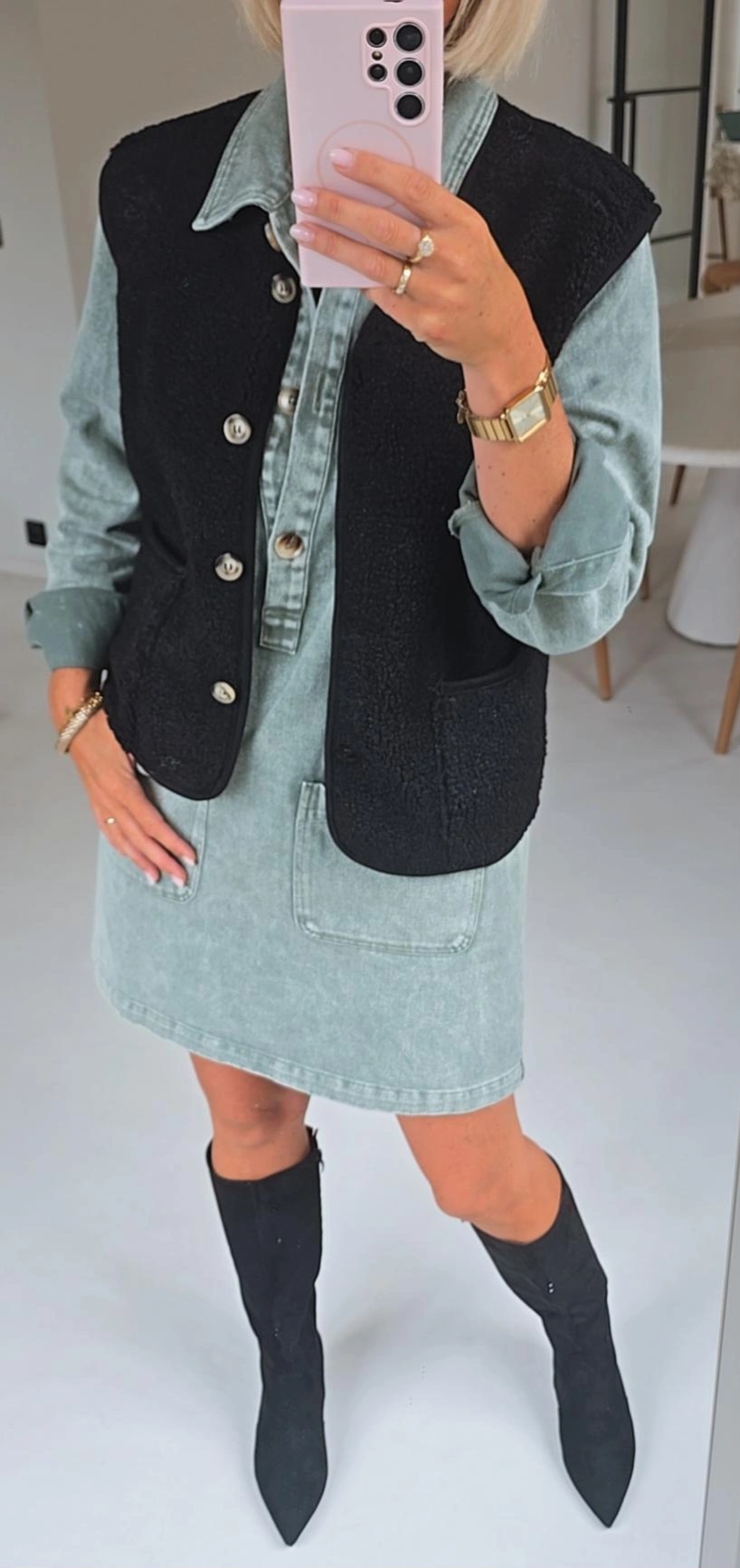 MELIA sleeveless teddy jacket black