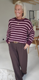 KARA striped knip burgundy blush