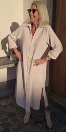 RHEA WINTER soft velvet maxi shirt dress soft beige