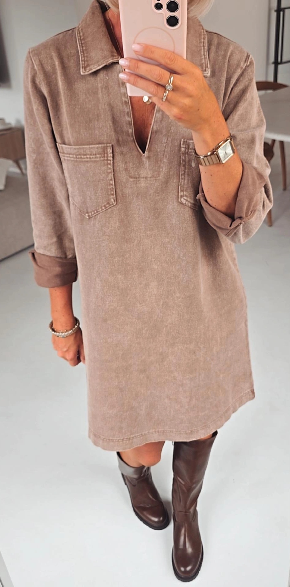 THE PERFECT JEANS 2 longsleeve dress coffee