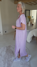 DIDI maxi terry T-shirt dress lilac v-neck