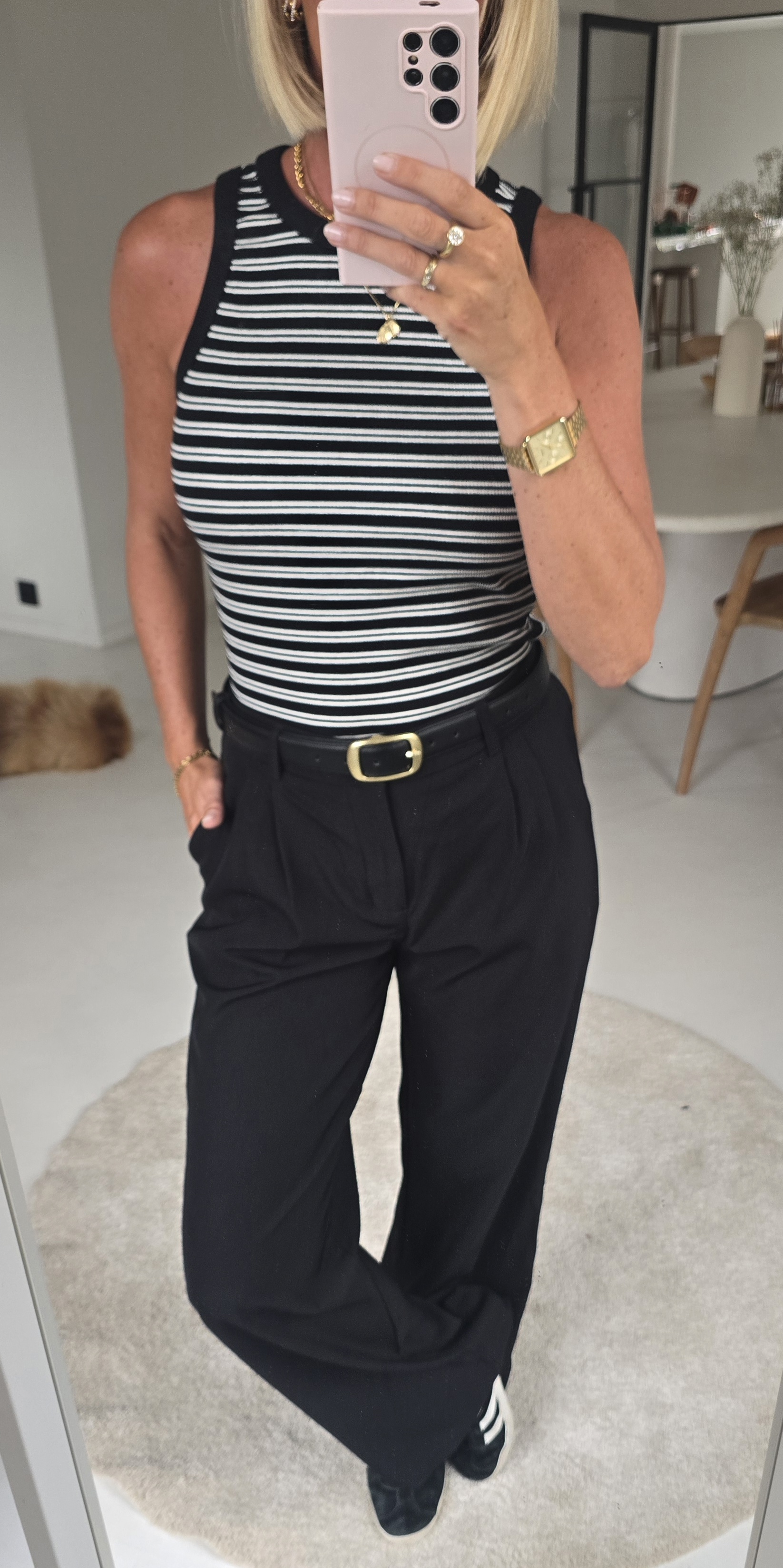 INCI striped cotton top black