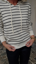 JOSJE striped knit hoodie off-white