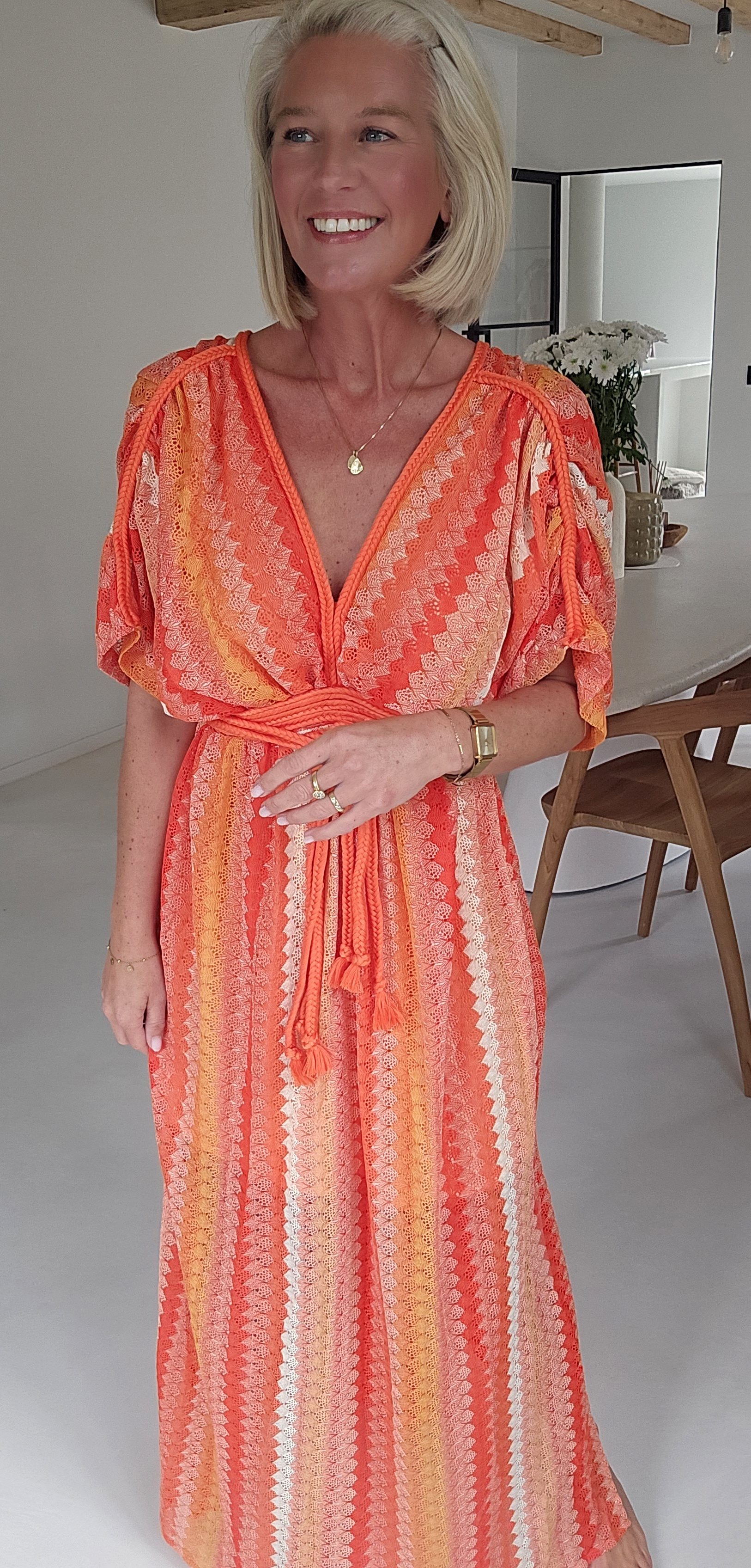 CANDICE maxi crochet dress orange