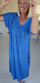 DIDI maxi terry T-shirt dress royal blue v-neck