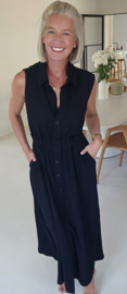 KIRA viscose linen maxi dress black