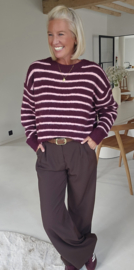 KARA striped knip burgundy blush