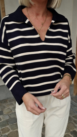 BOSTON striped collar knit black