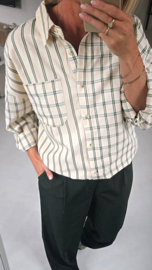 INEZA oversized checkered shirt khaki