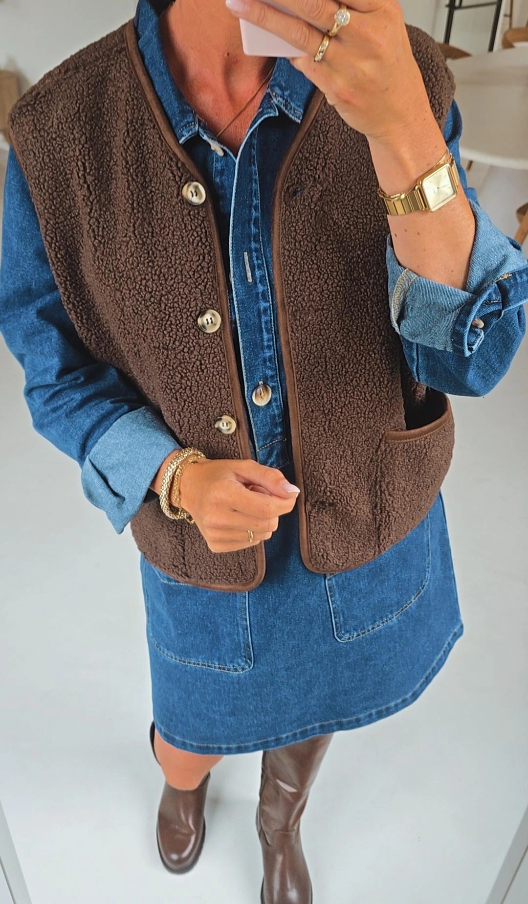 MELIA sleeveless teddy jacket chocolat