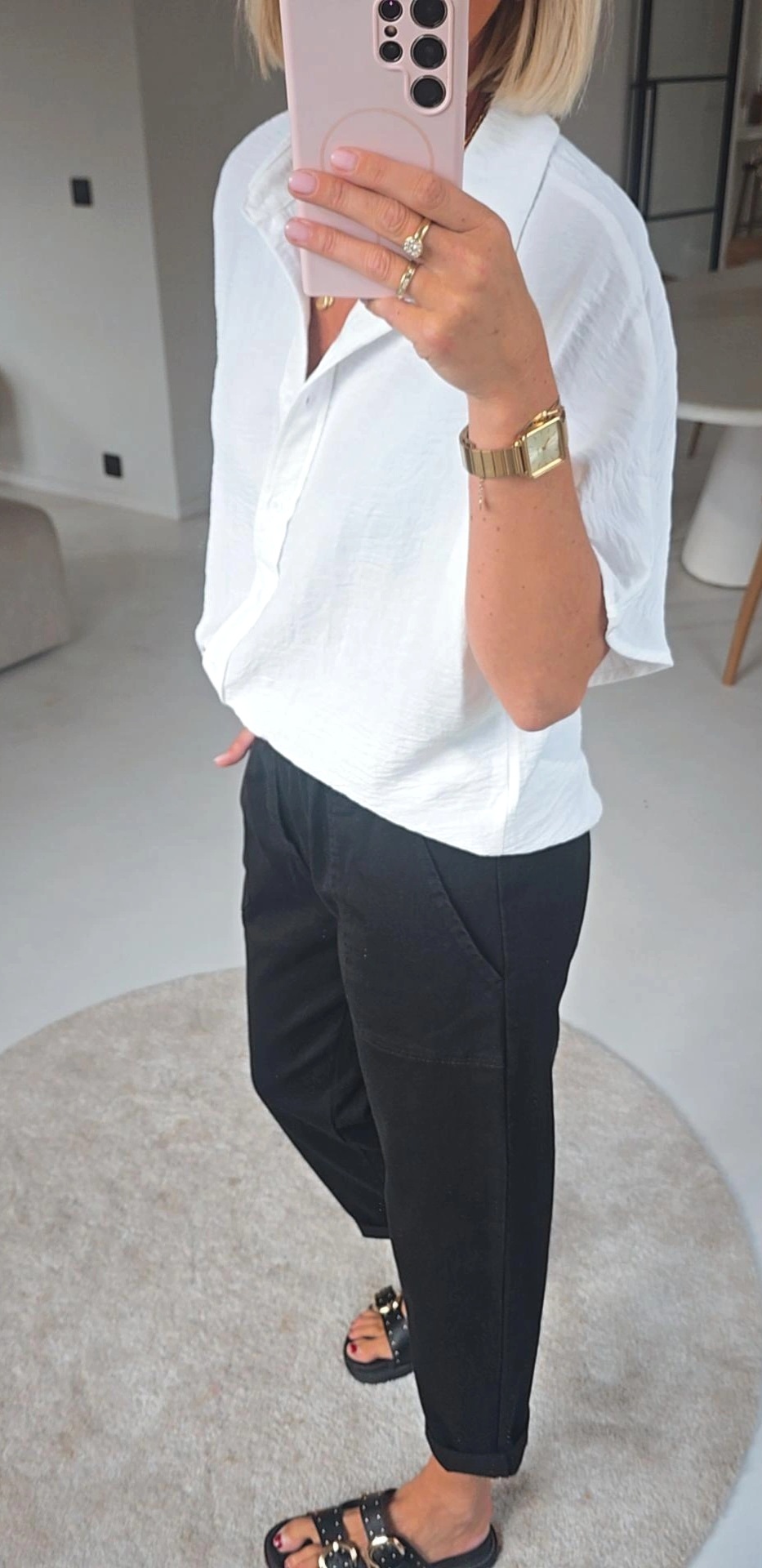 BEVIN cotton paperbag pants black
