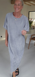 MANDIE soft velvet maxi dress soft grey