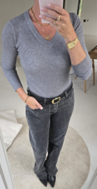 REVI wide leg jeans washed black tall line