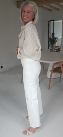 MONA wide leg jeans broderie white