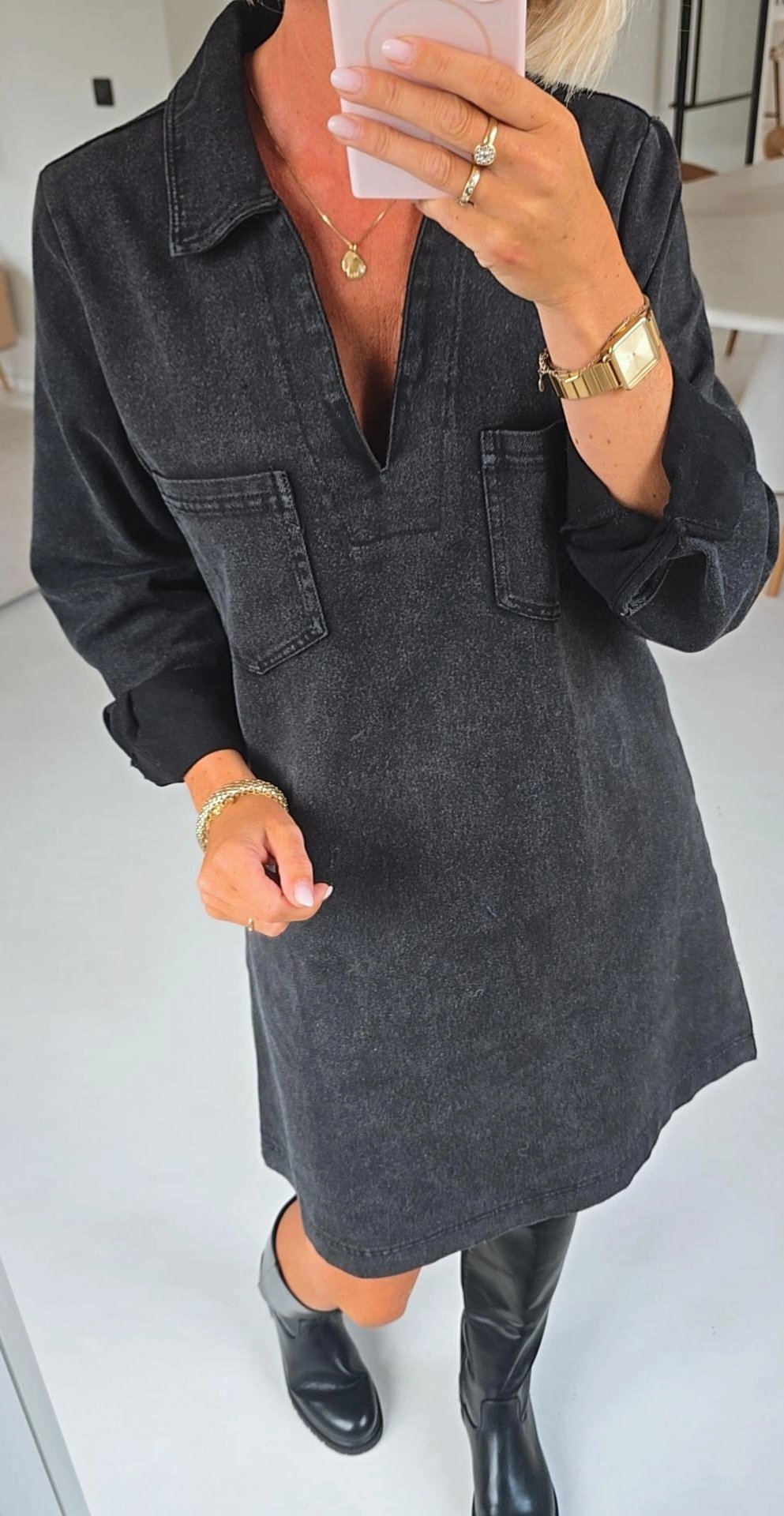 THE PERFECT JEANS 2 longsleeve dress black