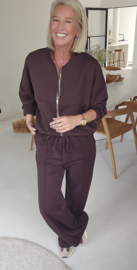 JUNA jogger sweat cardigan chocolat