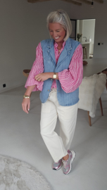 ELENA gingham blouse fuschia